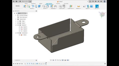 fusion 360 sheet metal bend in middle of part|fusion 360 bend sketch.